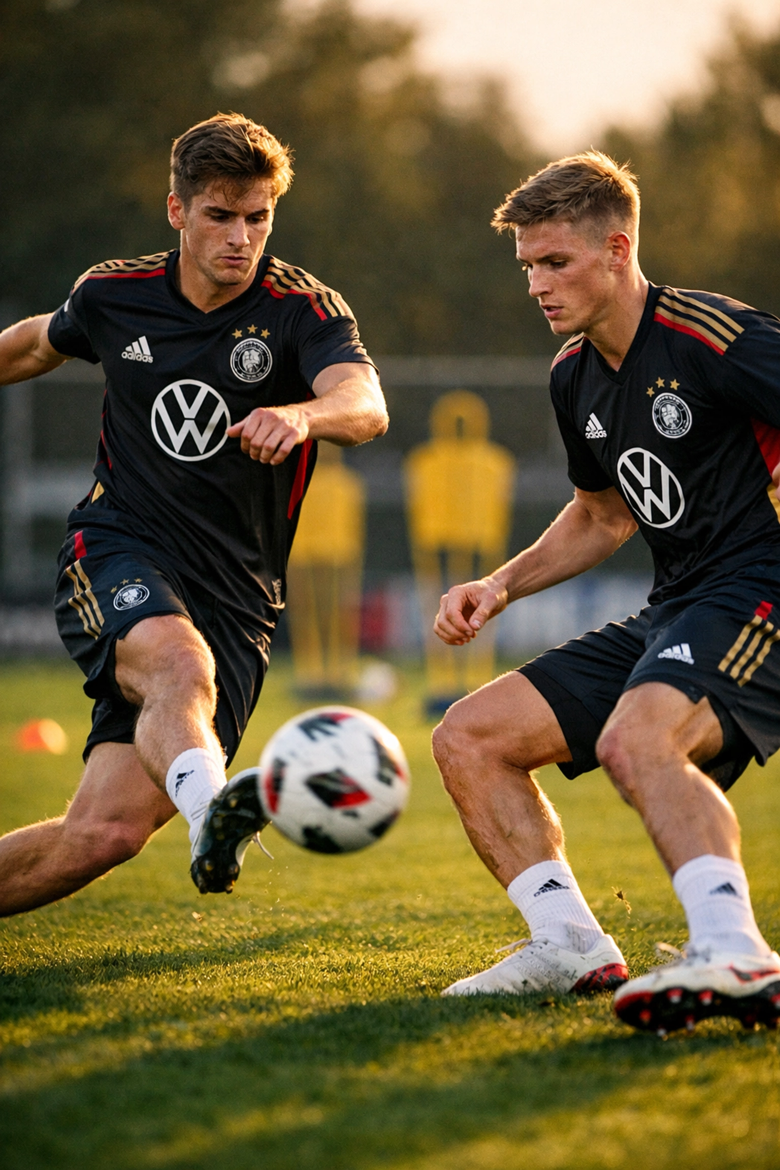 Deutsche Nationalspieler Mittelfeld Training Passübungen Vorbereitung