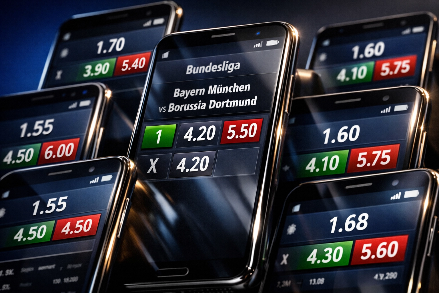 Quotenvergleich mehrerer Buchmacher für Bundesliga-Spiele auf Smartphone-Displays