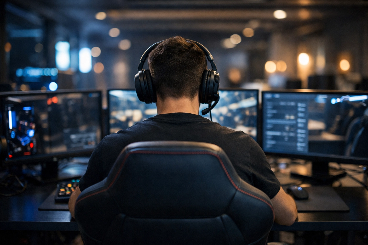 Ein E-Sports Profi bei der Spielanalyse zur Vorbereitung auf Best-of-5 Serien.