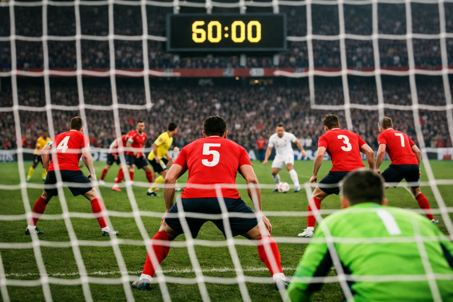 Fußballspiel nach 60 Minuten mit defensiver Taktik für Live-Wetten Strategie