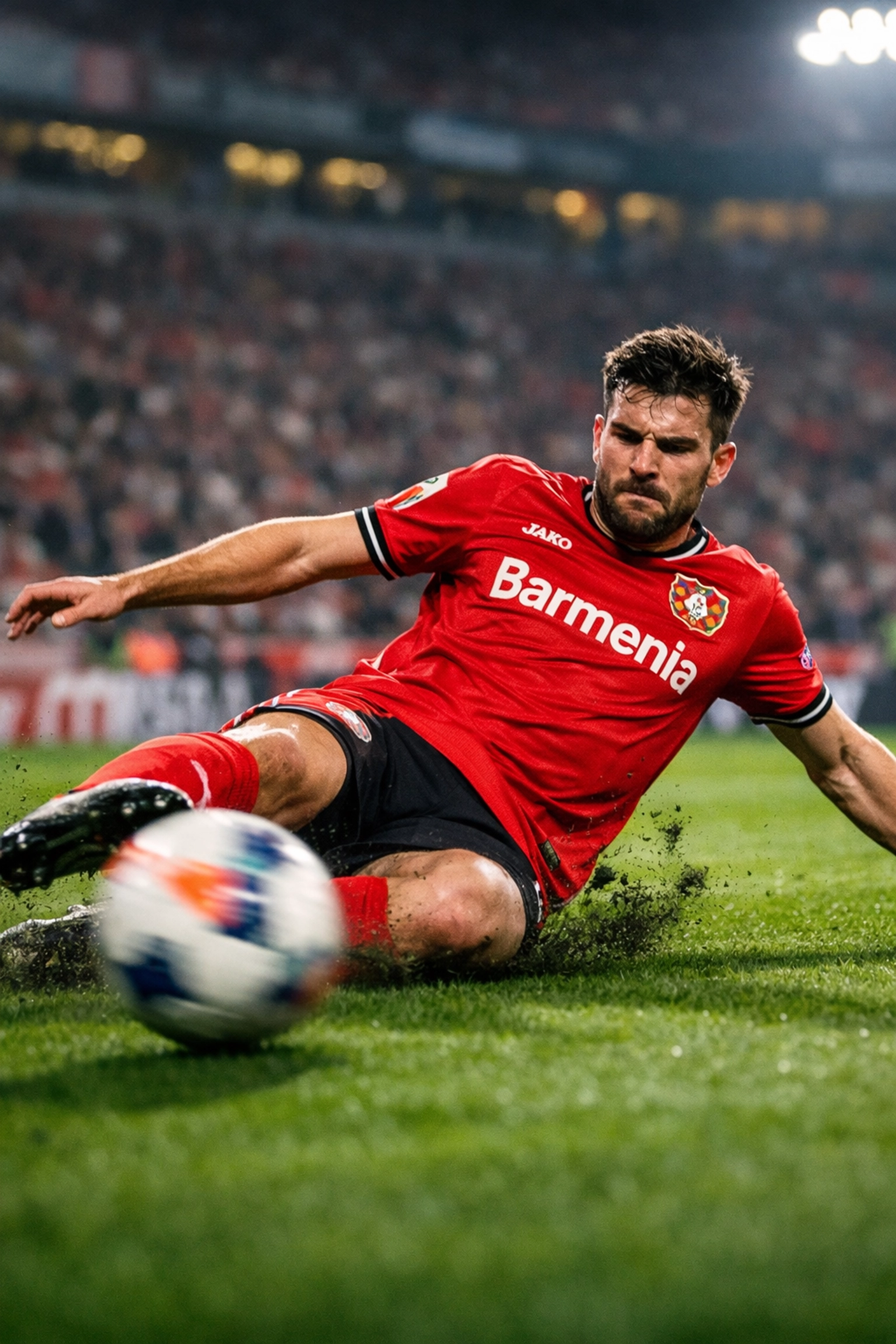 Bayer Leverkusen Mittelfeldspieler Kovačević in defensiver Zweikampf-Aktion während Bundesliga Rückrunde