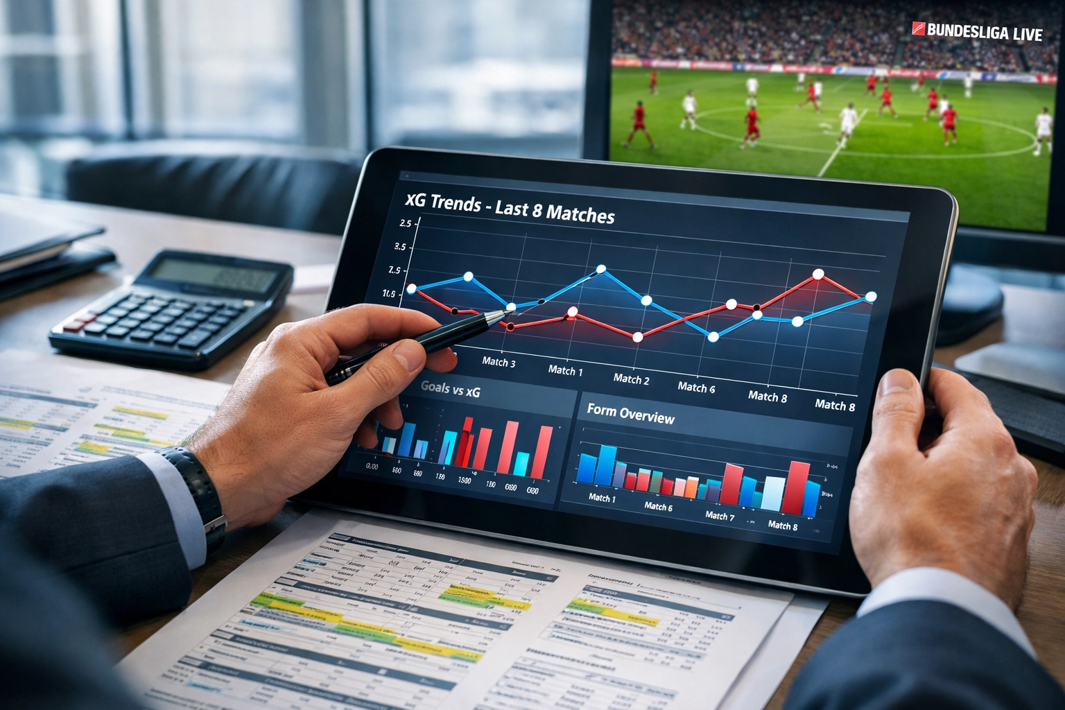 Professionelle Bundesliga Datenanalyse mit Performance-Grafiken und Spielstatistiken