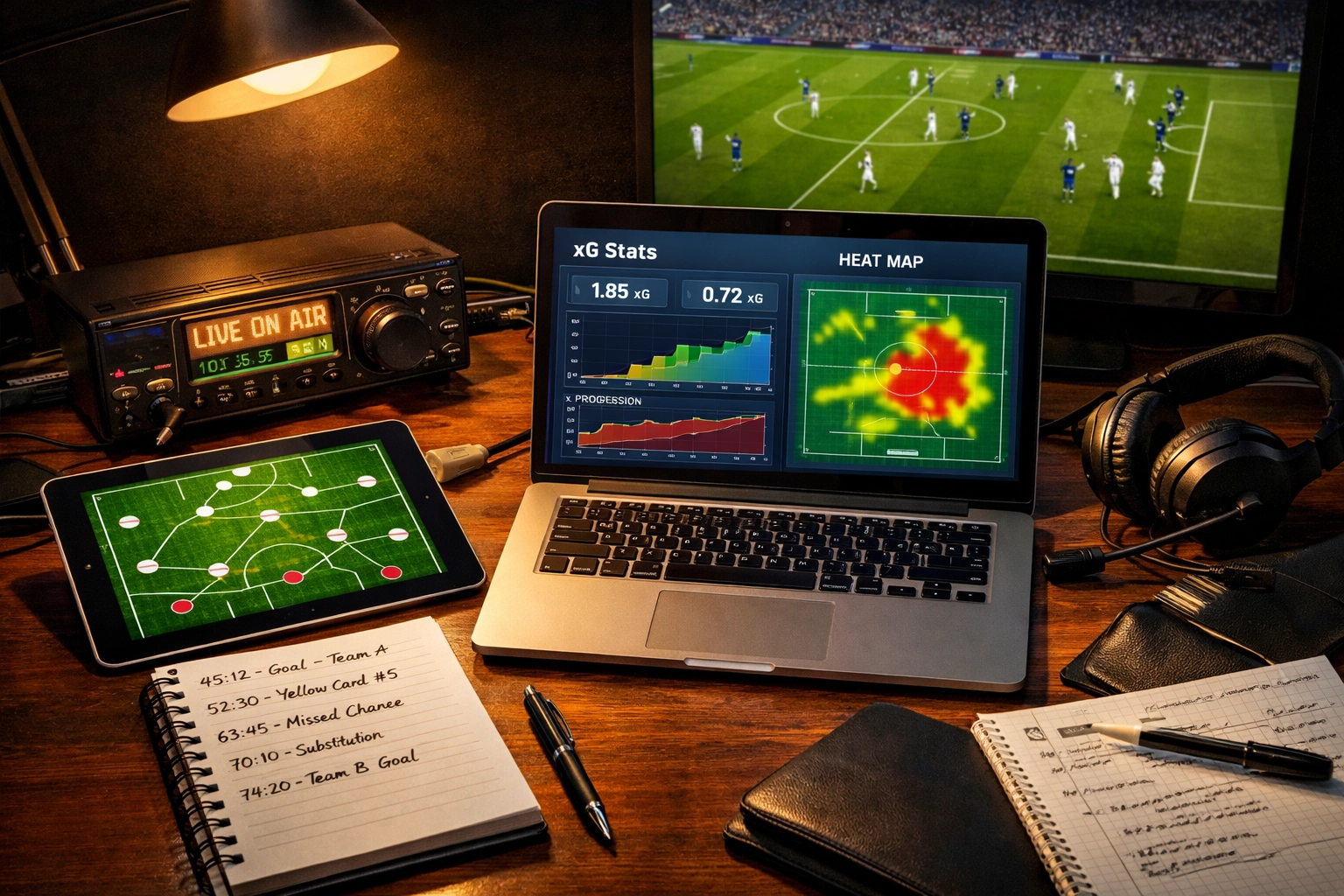 Professioneller Analyse-Arbeitsplatz für Live Wetten mit xG-Statistiken und taktischen Formationen