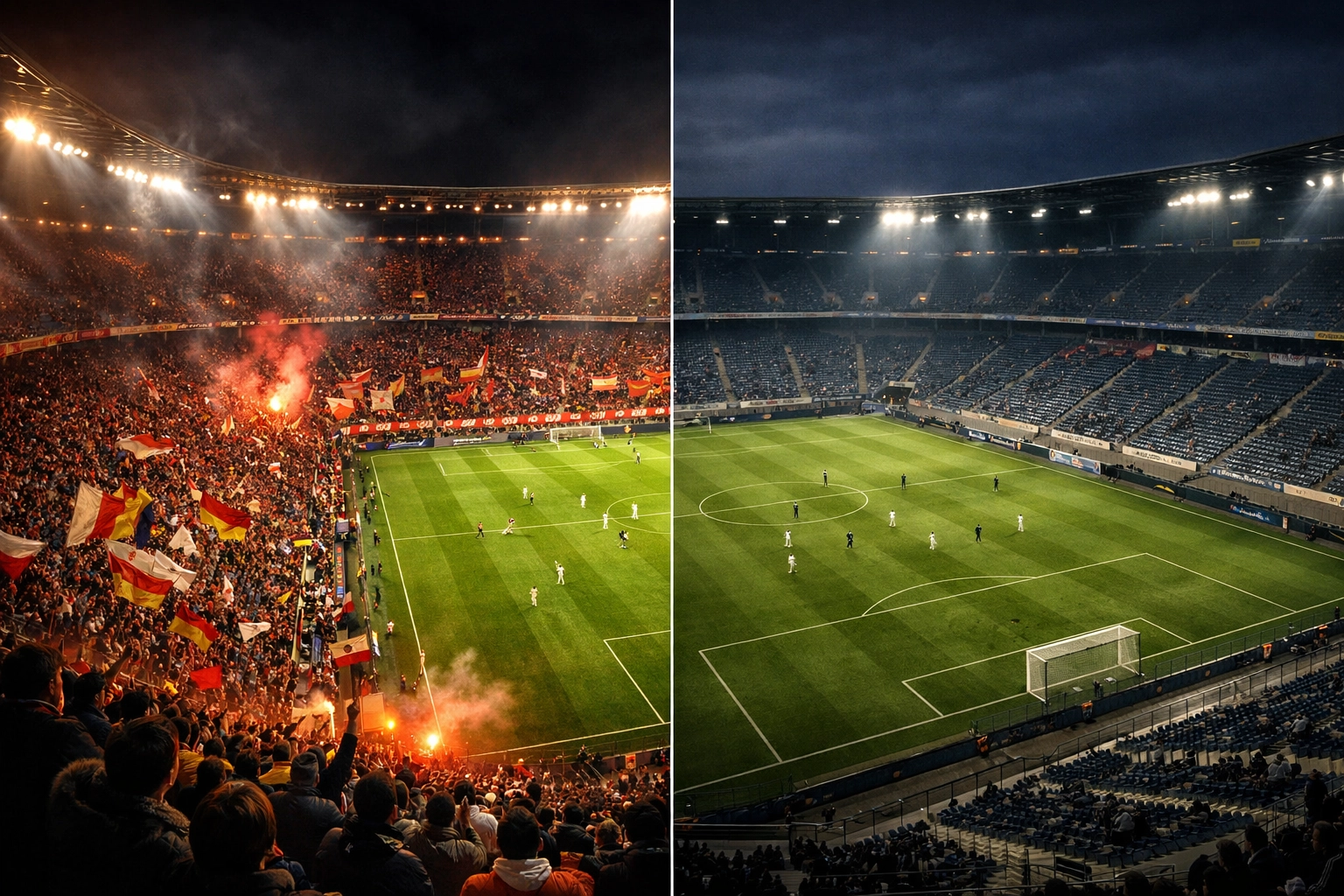 Bundesliga Stadion Vergleich: Volles Stadion vs. leere Ränge zeigt Heimvorteil-Unterschiede