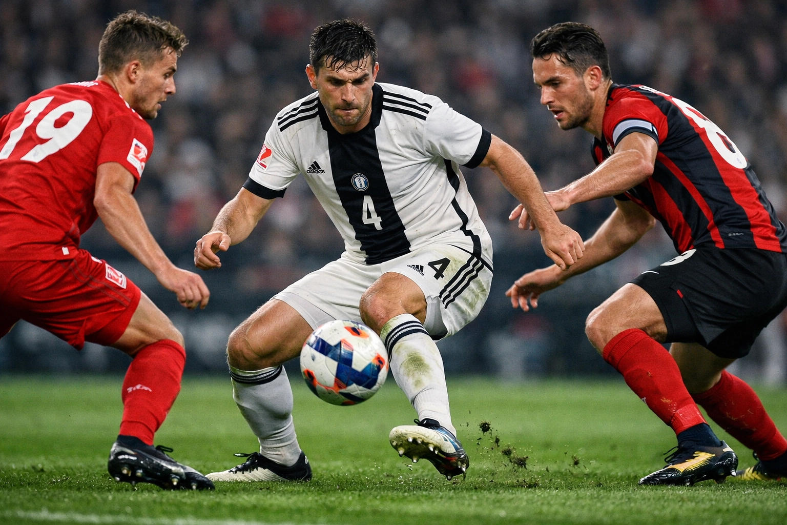 Pressingfalle in der Bundesliga - Verteidiger unter Druck von zwei Gegnern