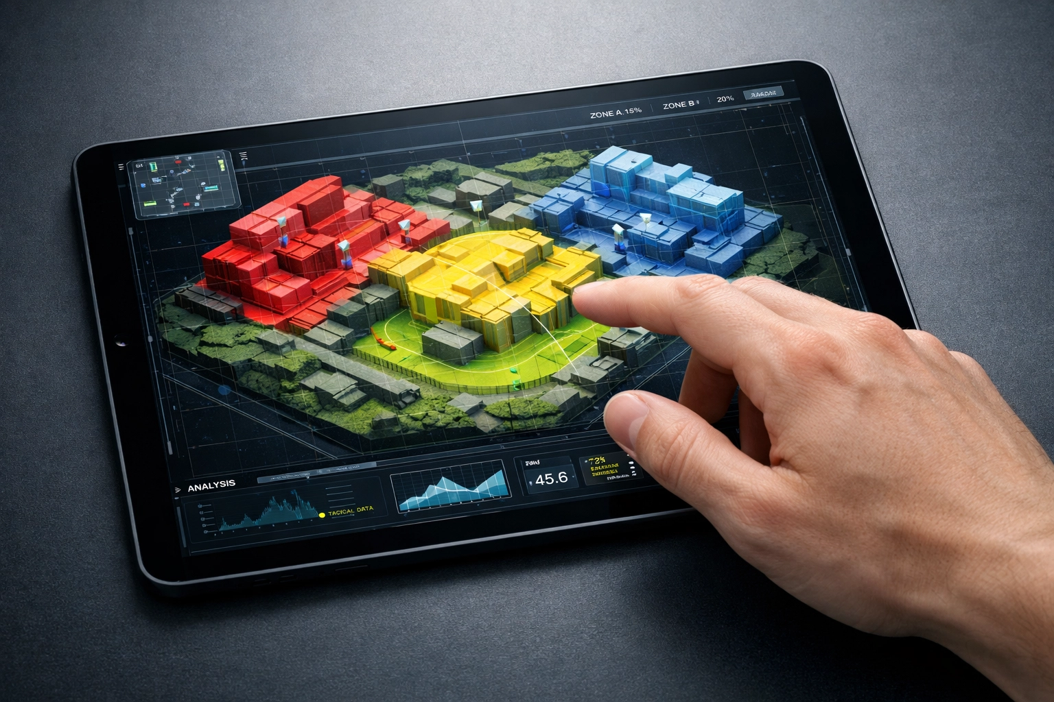 Strategische Map-Analyse auf einem Tablet zur Vorbereitung von E-Sports Wetten.
