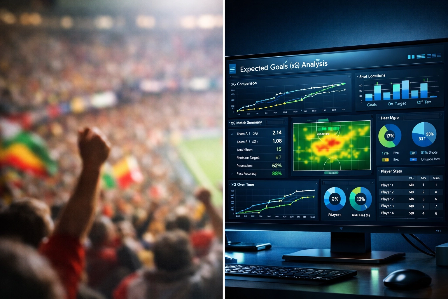 Datenanalyse vs Intuition: Expected Goals Dashboard mit xG-Statistiken für Value Betting