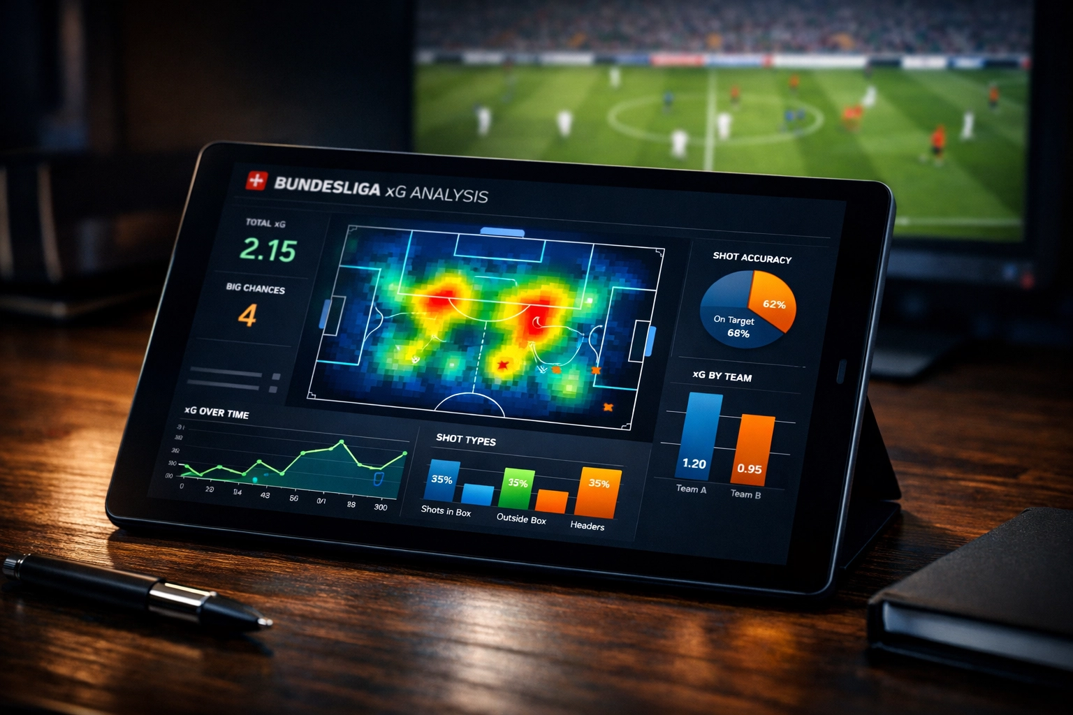 Bundesliga xG-Analyse Dashboard mit Heatmaps und Statistiken für Wett-Value