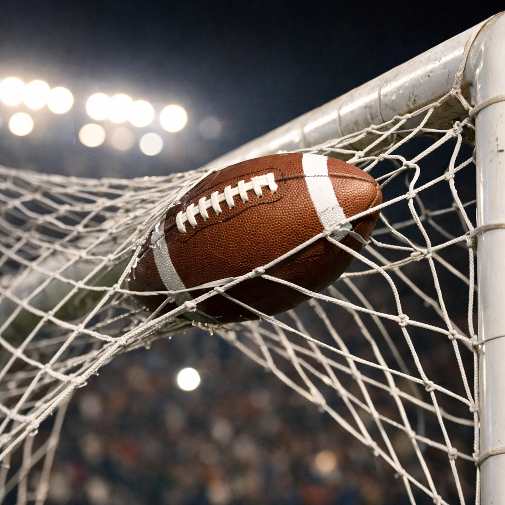 Football entering goal net in Bundesliga match scoring moment