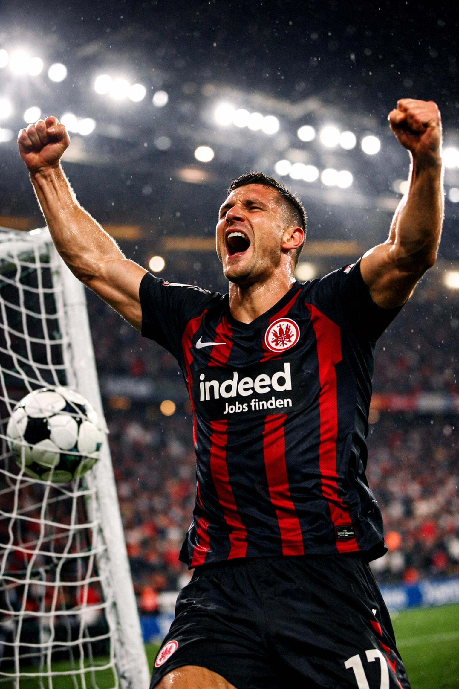 Eintracht Frankfurt Stürmer feiert Tor nach Wintertransfer