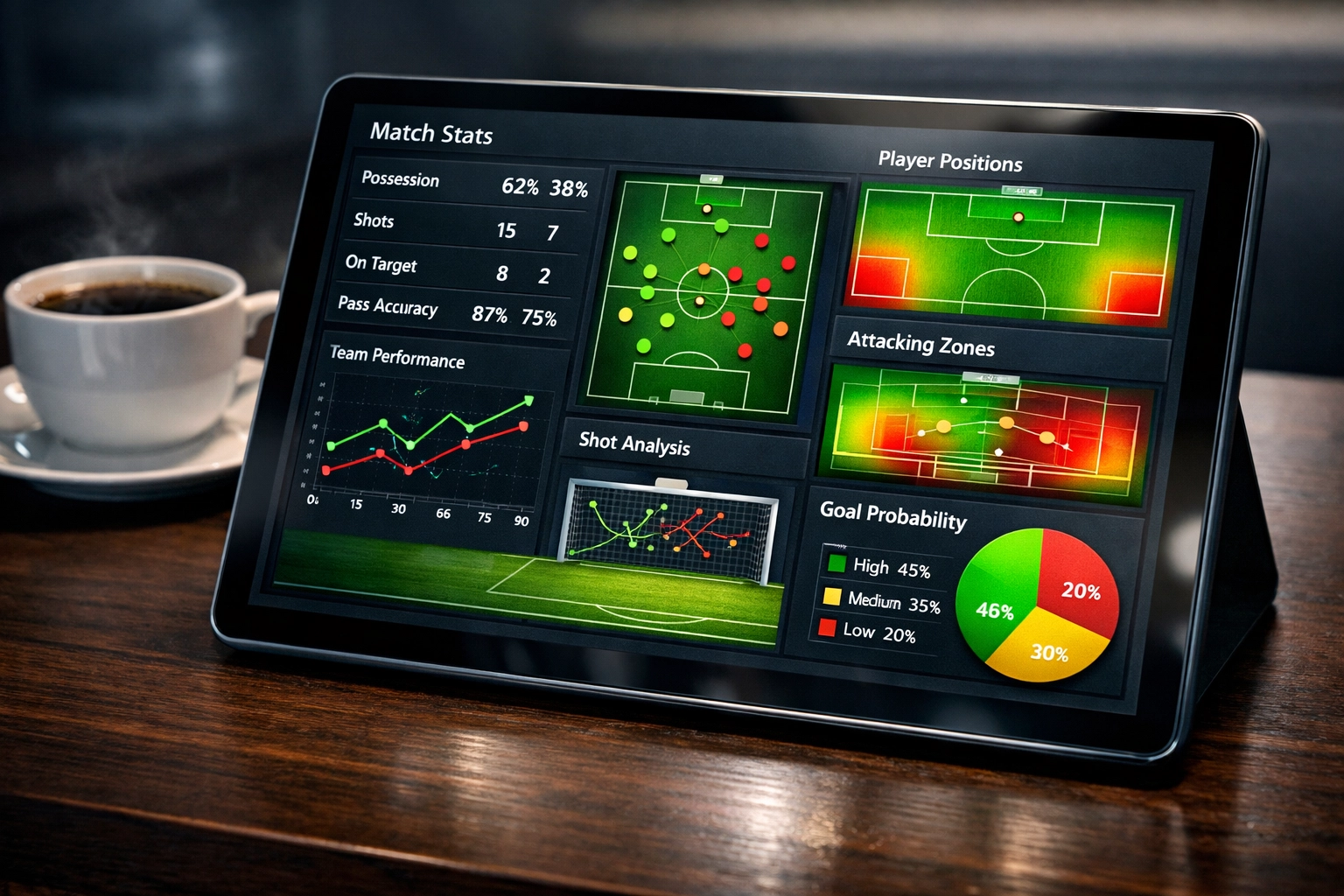 Fußball-Analyse-Dashboard mit statistischen BTTS-Indikatoren und Heatmaps