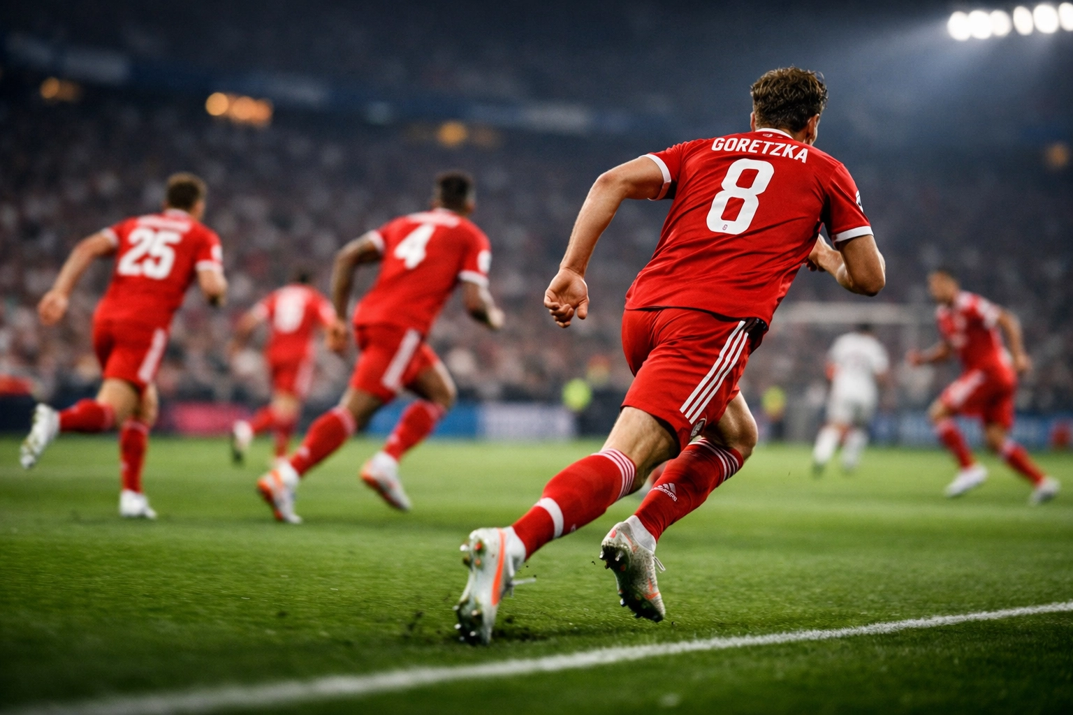 Bayern München Spieler beim Umschaltmoment von Offensive zu Defensive Formation