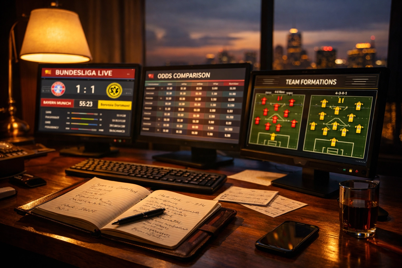 Wettanalyst Workspace mit Live Bundesliga Quoten und Formationen