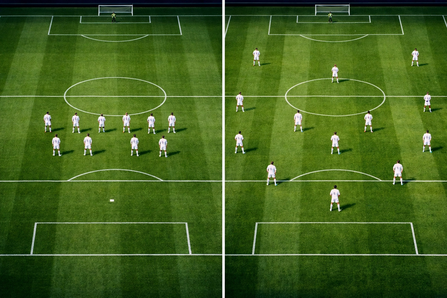 Formationswechsel von defensivem 4-4-2 zu offensivem 3-2-4-1 System