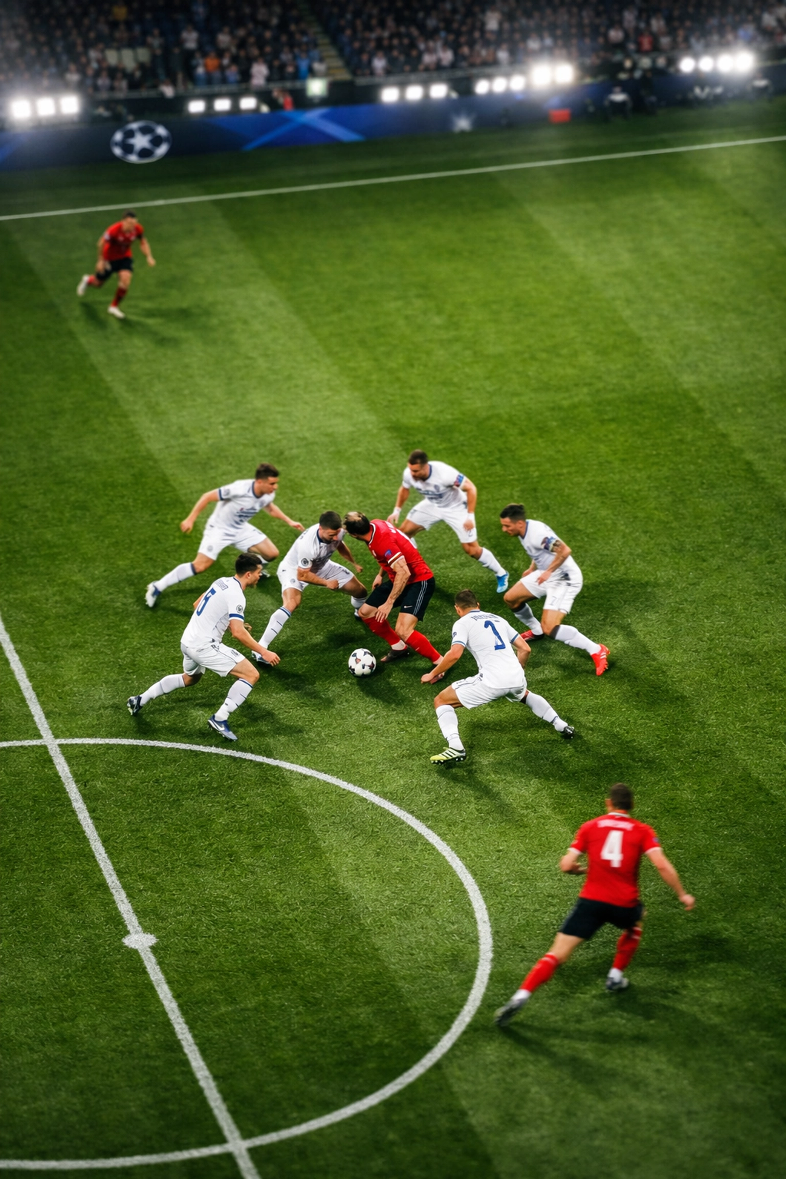 Champions League Gegenpressing-Taktik aus der Vogelperspektive im Spitzenspiel