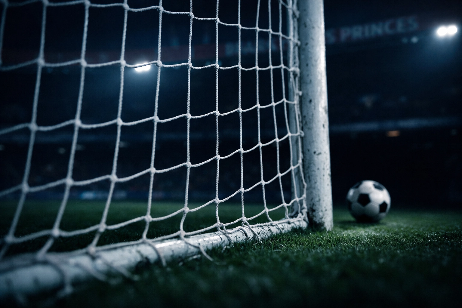 Leeres Tor symbolisiert PSG Torprobleme Champions League 2026