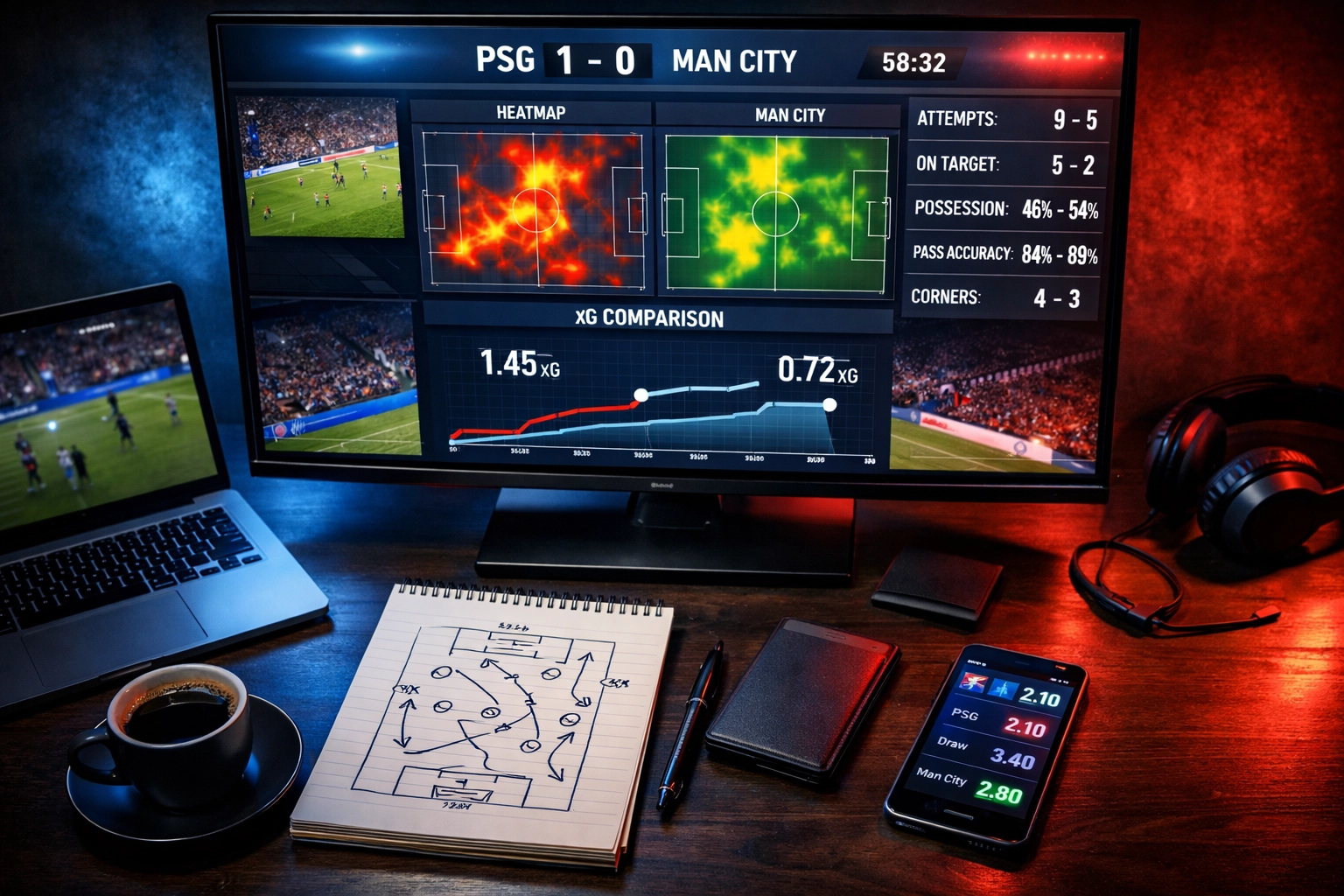 Sportwetten Analyse Dashboard PSG Manchester City Champions League Statistiken