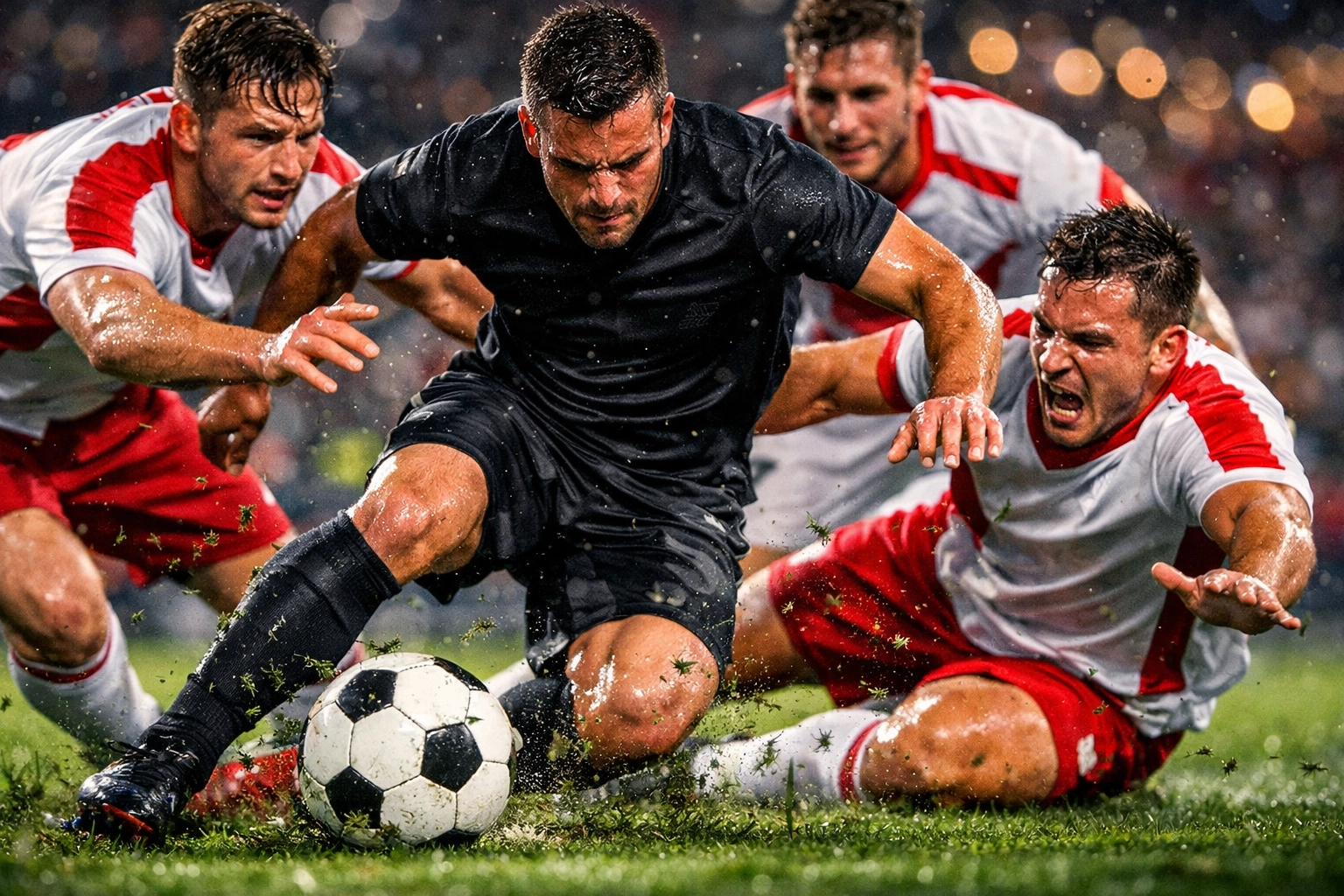 Aggressives Gegenpressing von RB Leipzig zur direkten Balleroberung nach einem Ballverlust im Spiel.