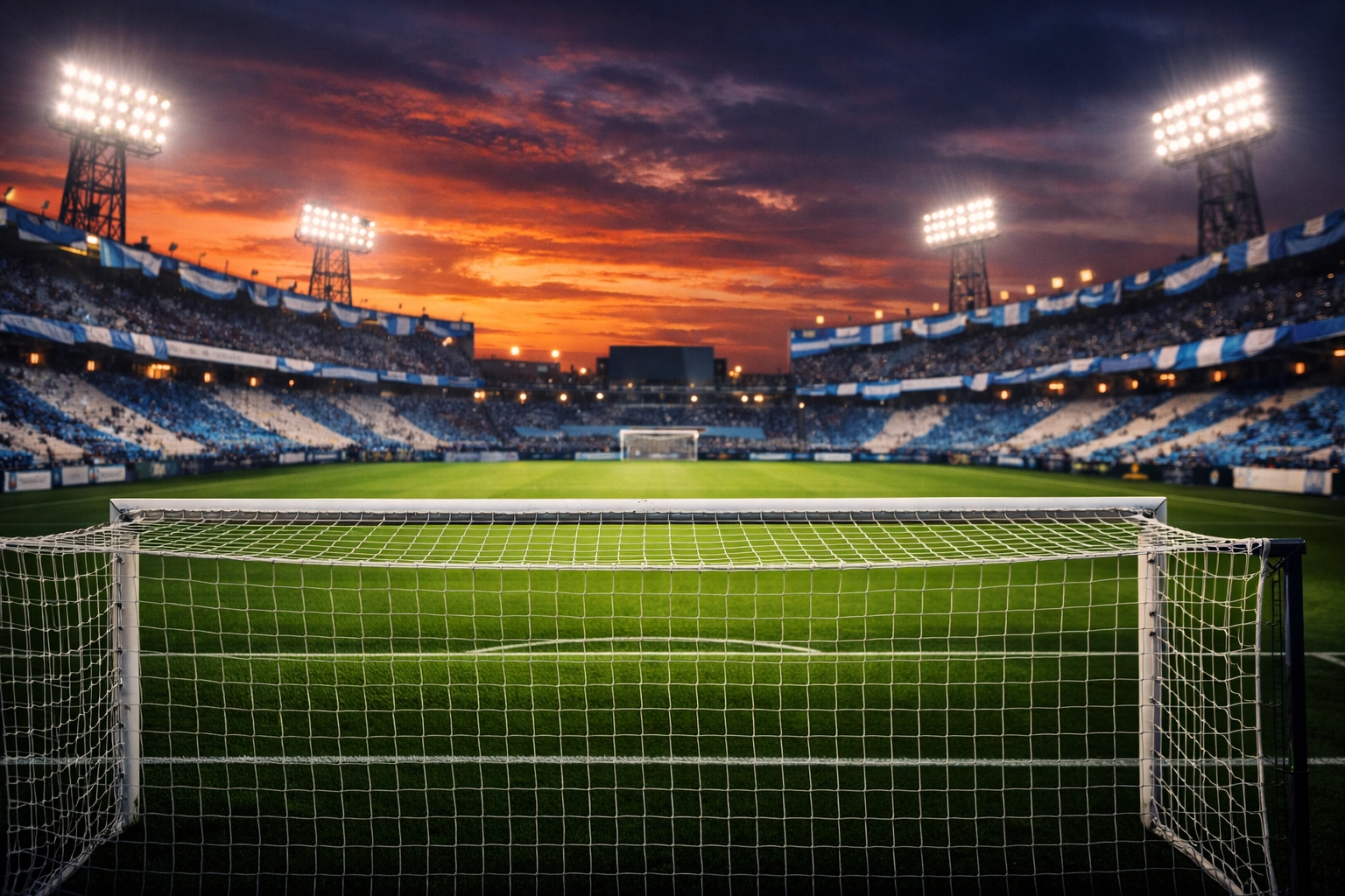 Argentinisches Fußballstadion bei Flutlicht für Primera División Wett-Tipps