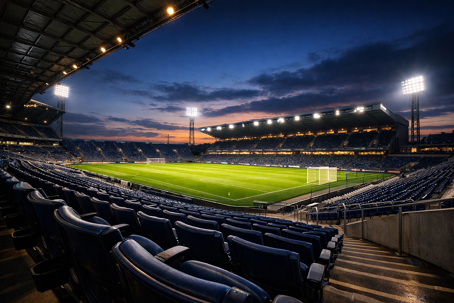 Wildparkstadion unter Flutlicht kurz vor Anpfiff des 2. Bundesliga Abendspiels