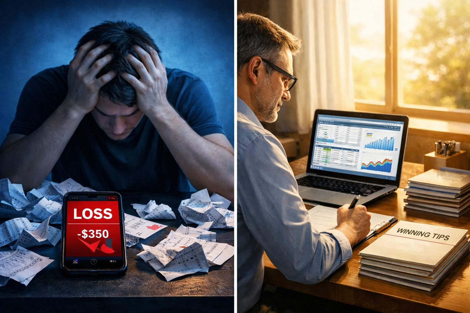 Kontrast zwischen emotionaler Frustwette und rationaler Wettanalyse mit Daten