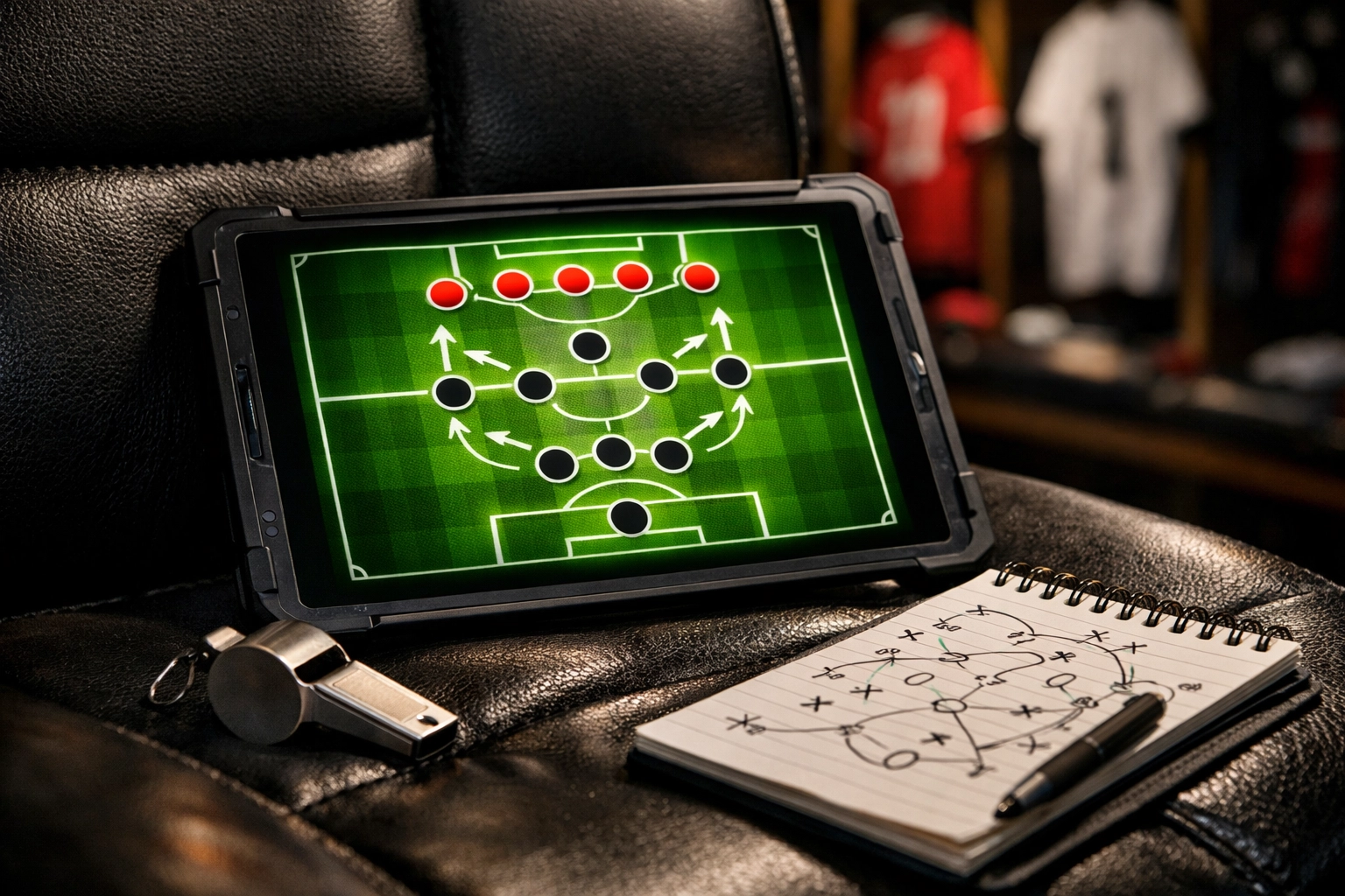 Taktik-Analyse der Bayer Leverkusen 3-2-5 Formation von Xabi Alonso auf einem Tablet