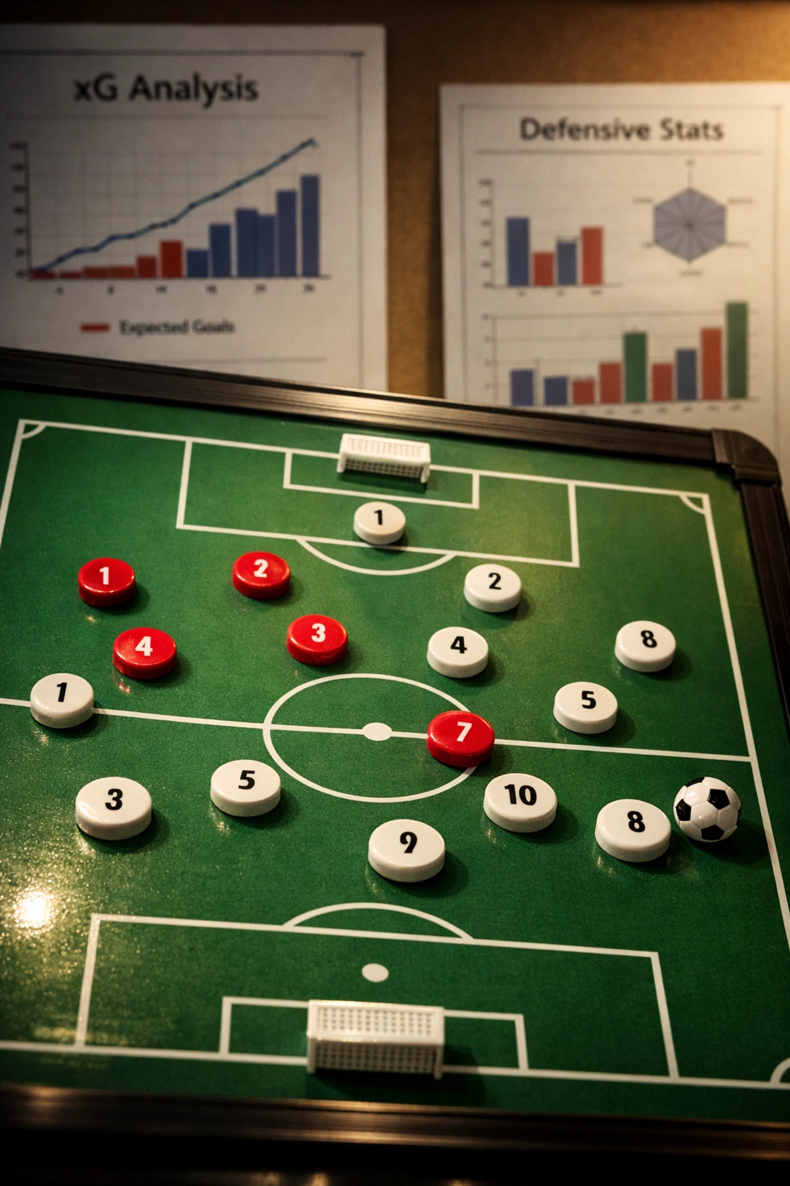 Taktikboard mit Aufstellungen und xG-Metriken für datenbasierte BTTS Entscheidungen