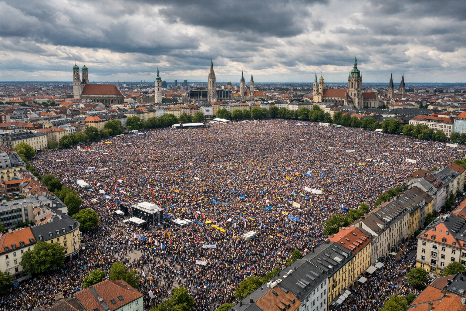 Massendemonstration München Theresienwiese während Sicherheitskonferenz Februar 2026