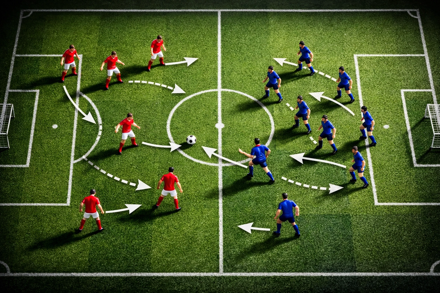 Asymmetrisches Pressing in der Champions League - taktische Formationsansicht mit Spielerpositionen