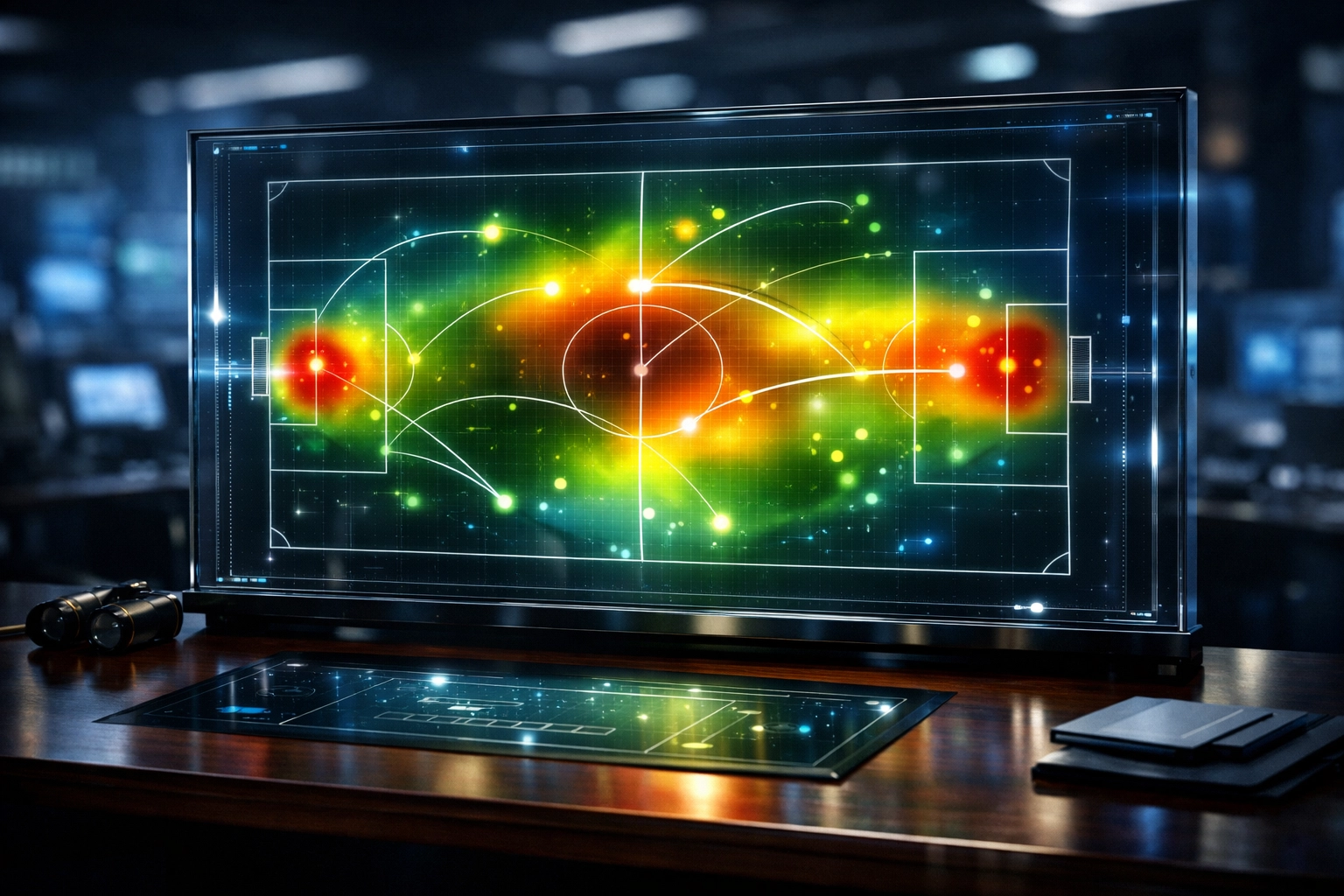 Digitale Taktiktafel mit xG-Daten und Heatmap zur Analyse von Arsenal gegen Chelsea