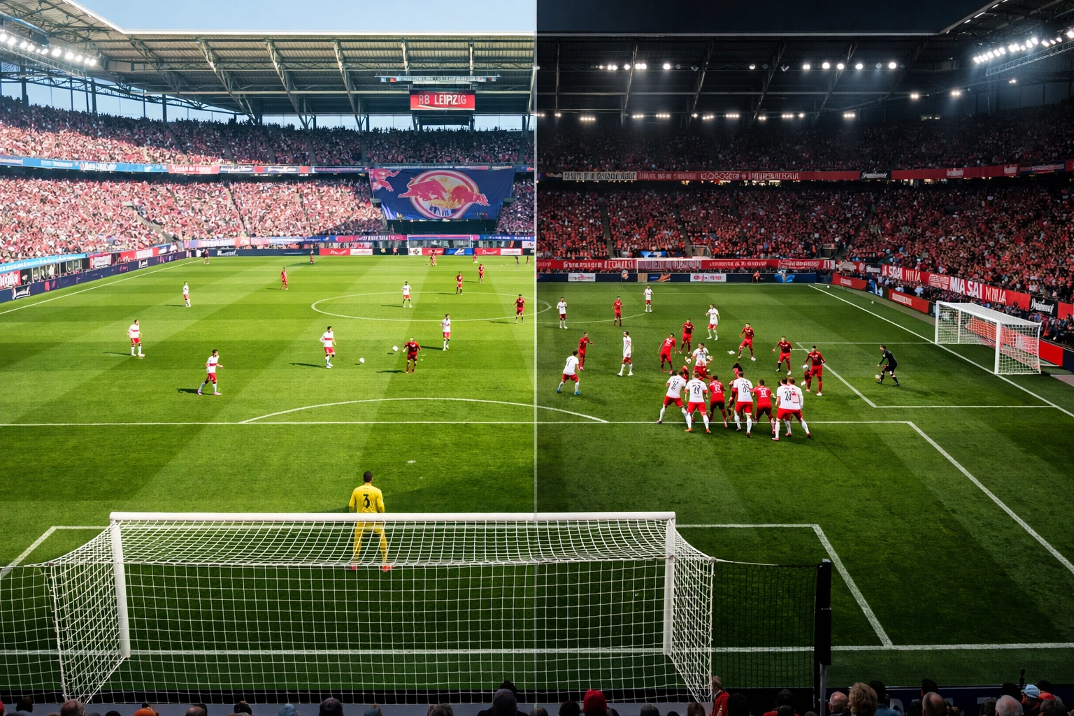 Vergleich erste und zweite Halbzeit Bayern gegen Leipzig mit Ballbesitz-Statistik