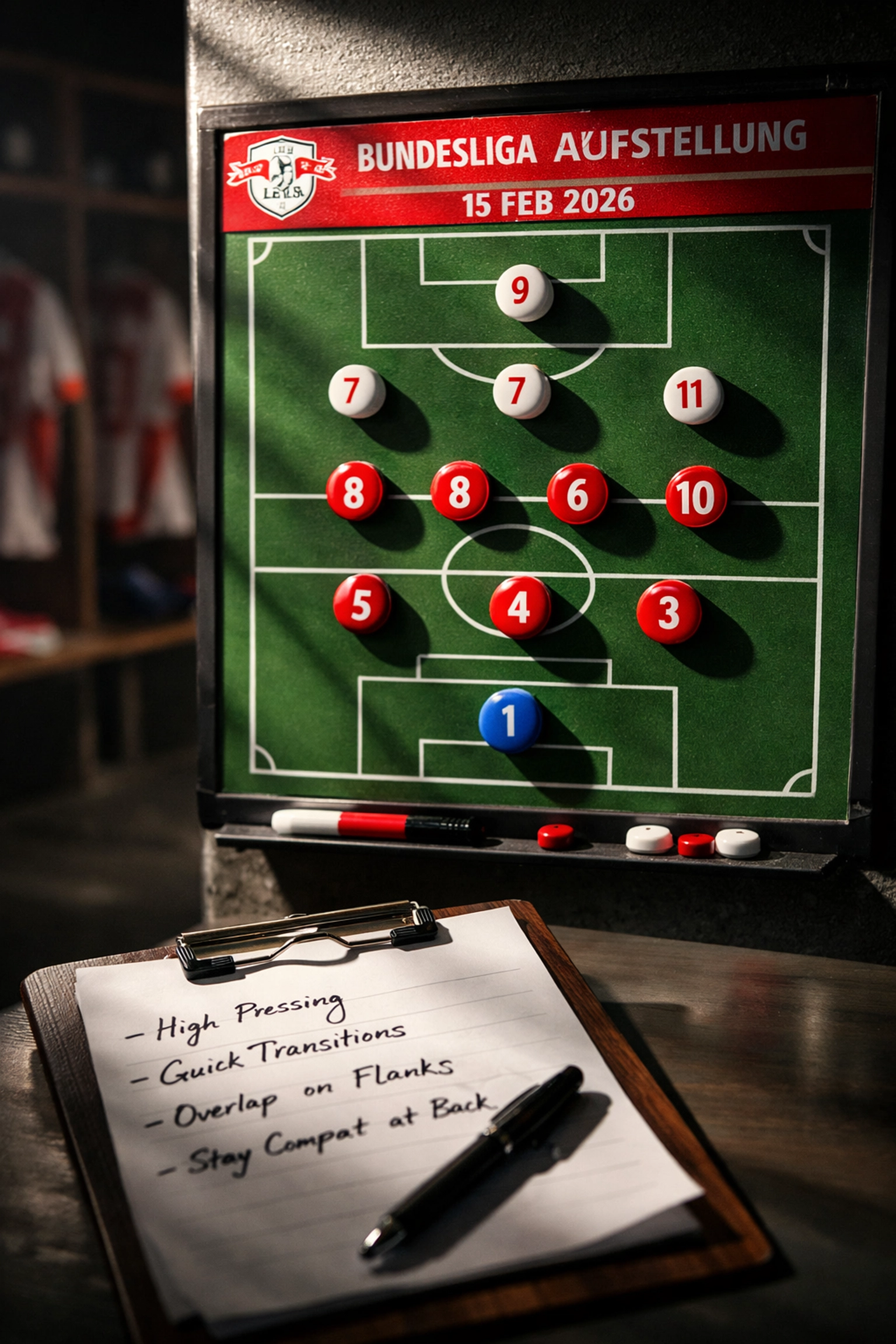 Taktiktafel mit Aufstellung RB Leipzig Bundesliga Rotation Openda