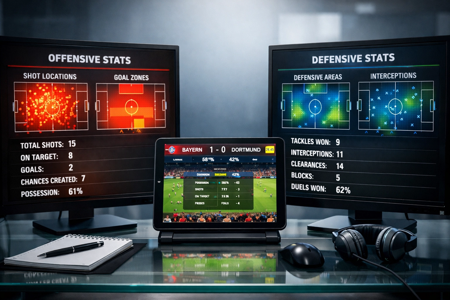 Offensive und defensive Kennzahlen Vergleich mit Heat Maps Bundesliga