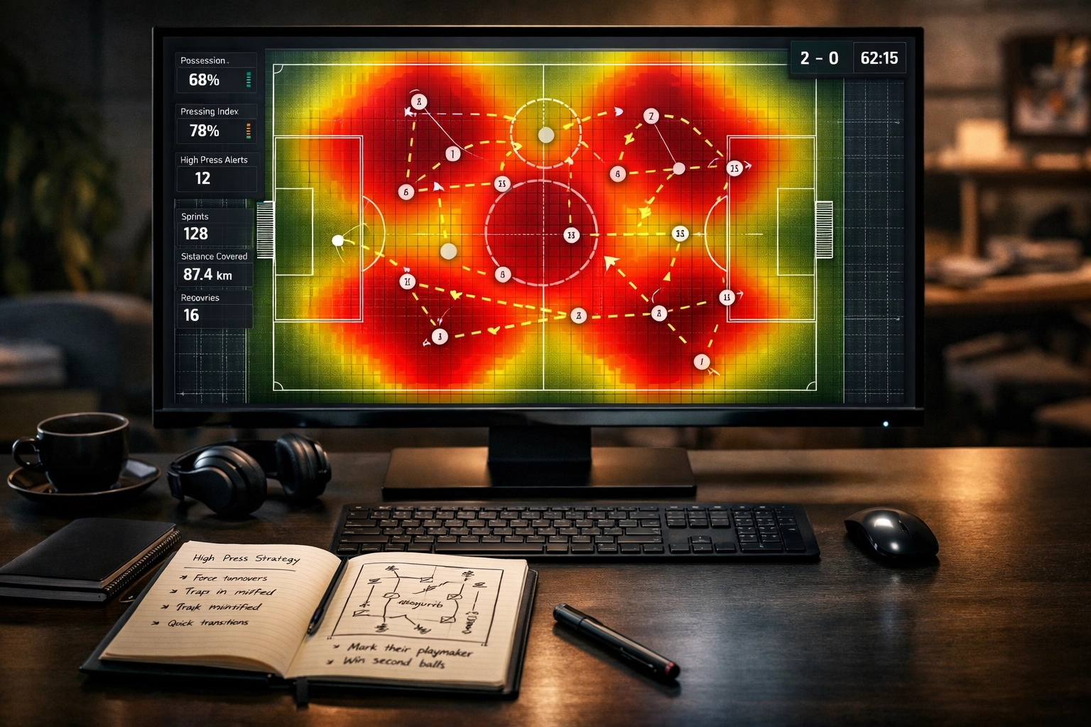 Taktikanalyse Bayern Pressing-System mit Heatmap und Spielerdaten