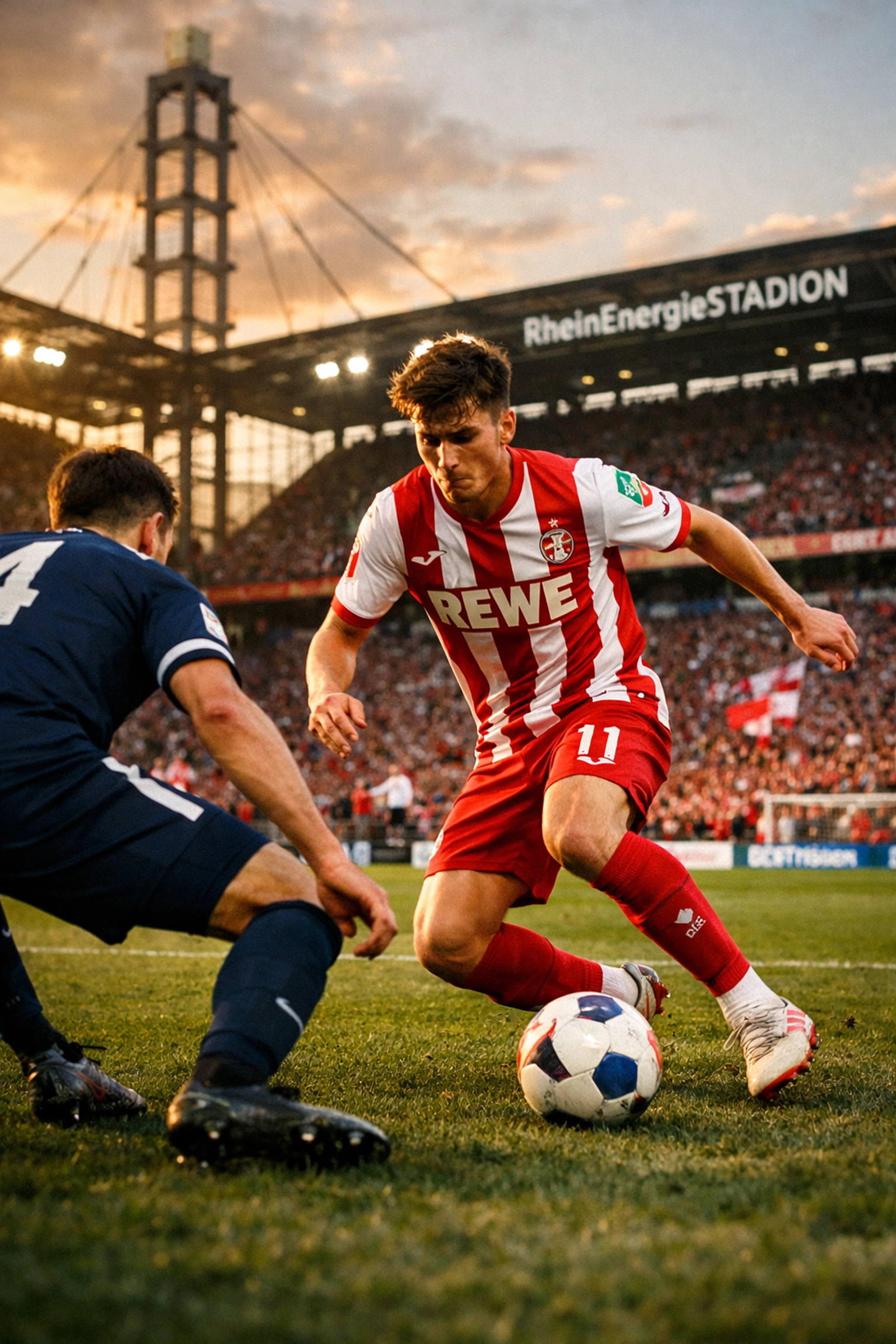 FC Köln Offensivspieler mit Dribbling im Zweitliga-Duell