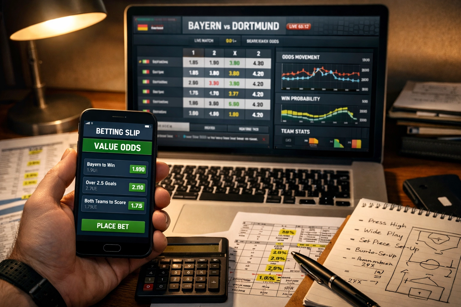 Sportwetten Quotenvergleich Bayern Dortmund auf Laptop mit Wettanalyse Statistiken