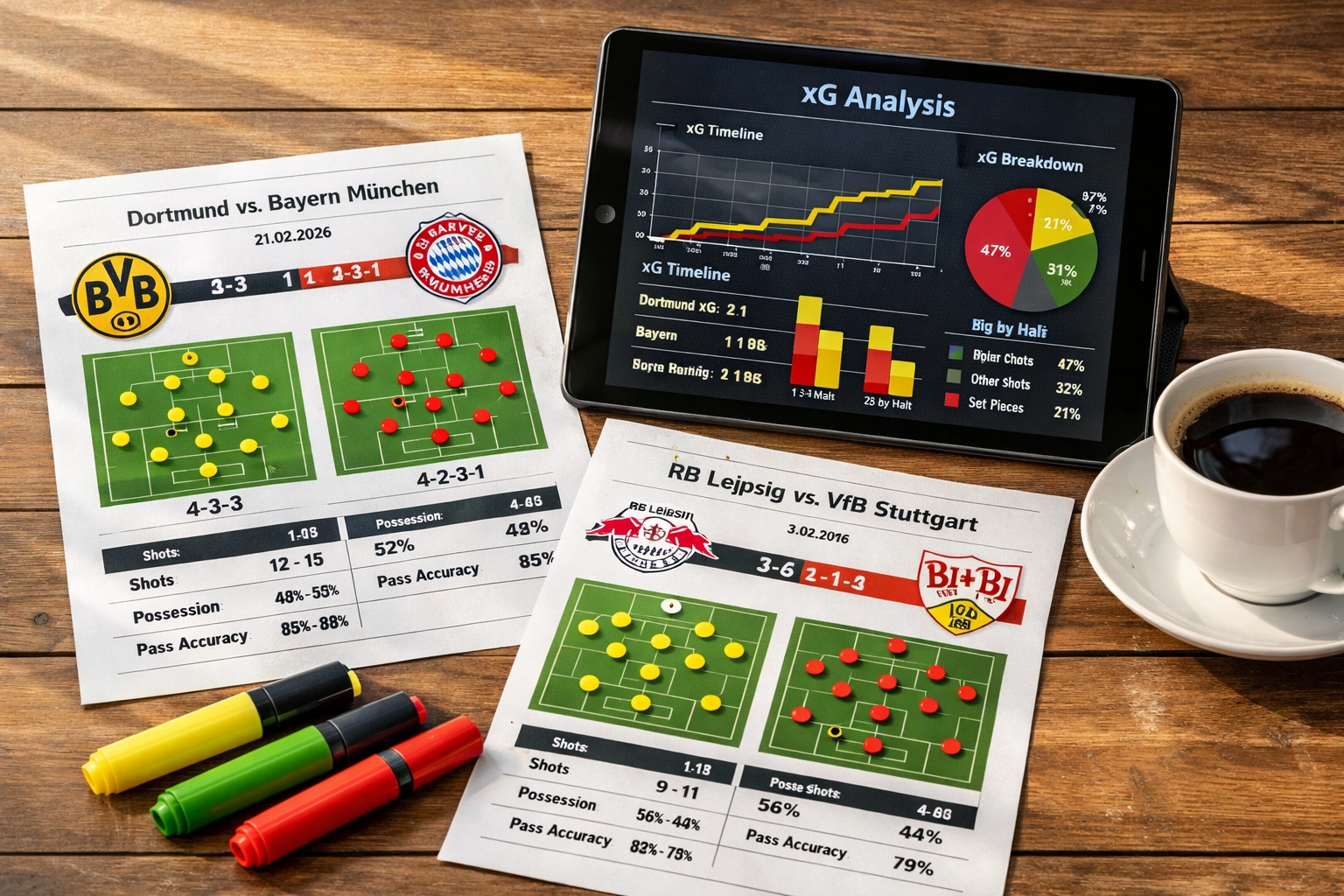 Expected Goals Analyse mit taktischen Formationen und xG-Diagrammen für Bundesliga