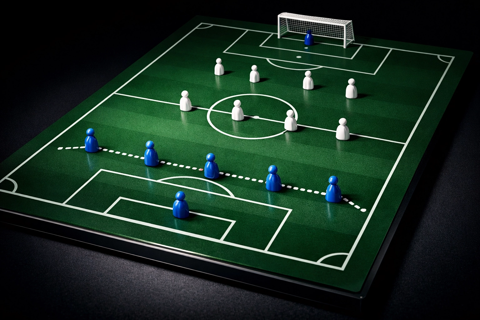 Taktikboard zeigt Frankfurts Viererketten-Formation mit vier Verteidigern in kompakter Linie