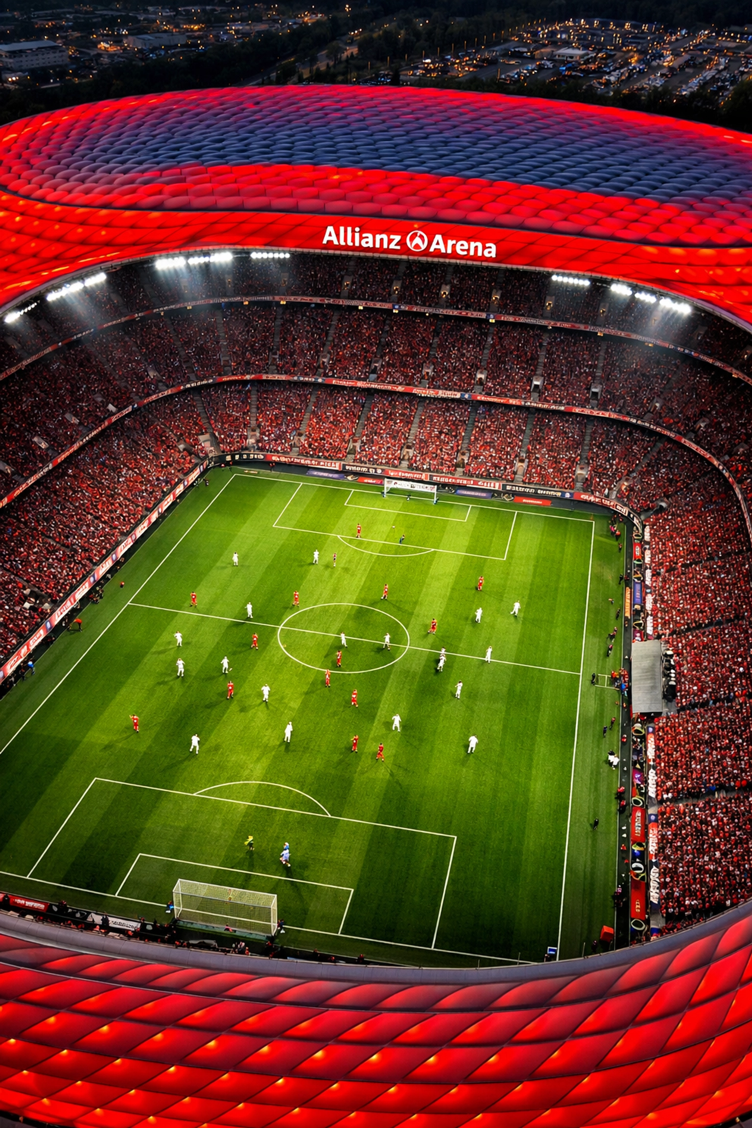 Bayern München Allianz Arena Taktikanalyse mit Spielformationen aus der Vogelperspektive