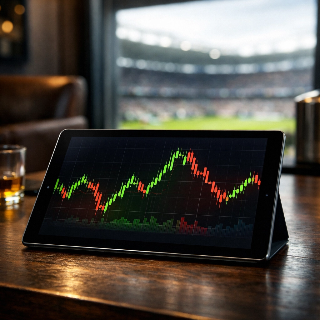 Analyse der Bundesliga Quotenbewegungen für Gladbach gegen Union Berlin auf einem Tablet.