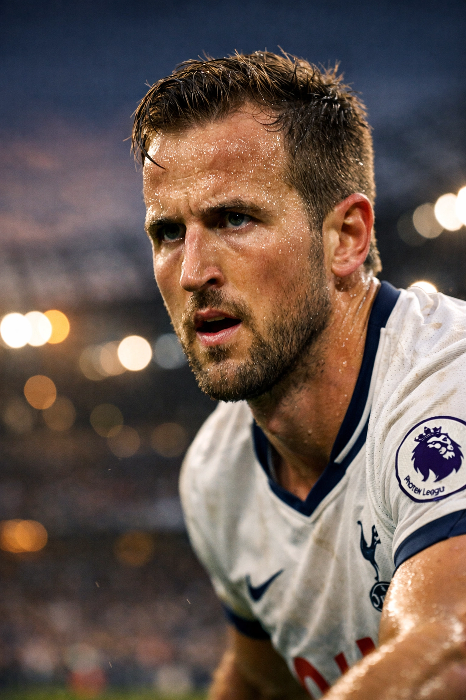 Konzentrierter Fußballspieler in der Premier League als Sinnbild für Physis und Taktik.