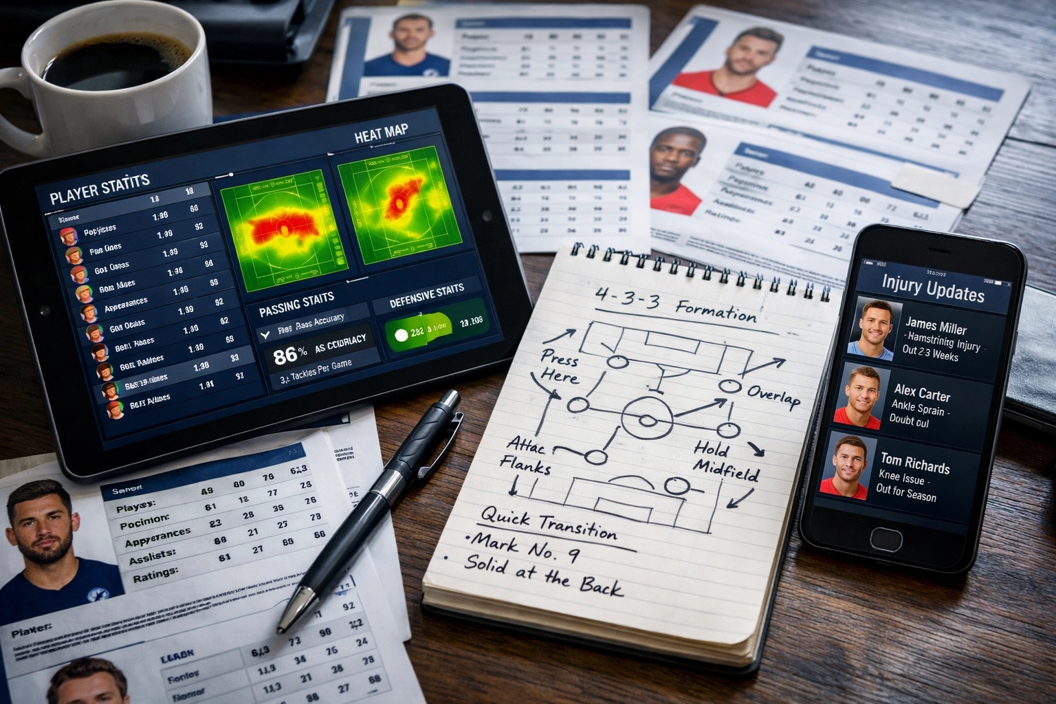 Spieleranalyse Bundesliga mit Statistiken und taktischen Notizen