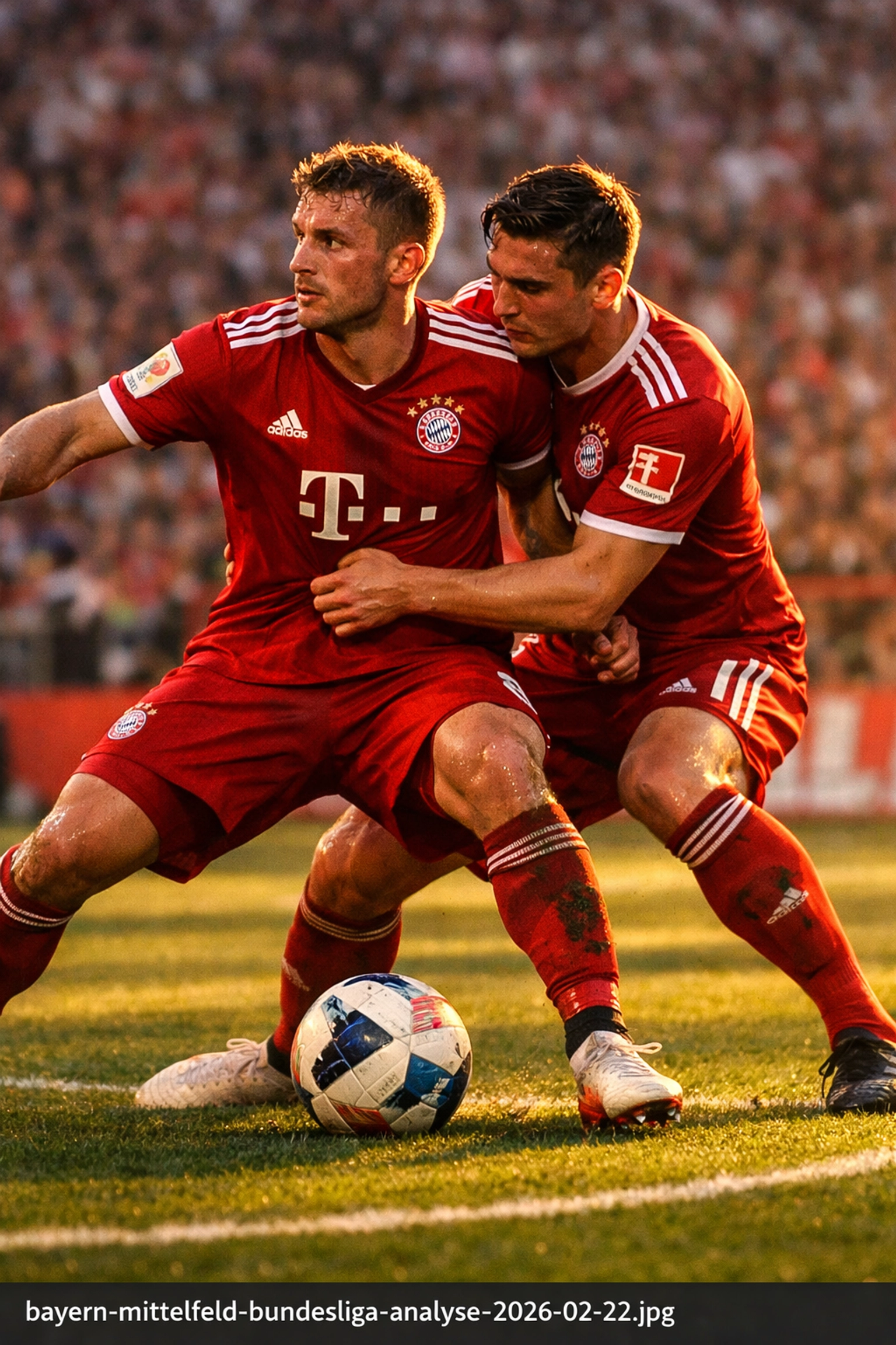 Bayern Innenverteidiger Tah und Upamecano im Bundesliga-Zweikampf