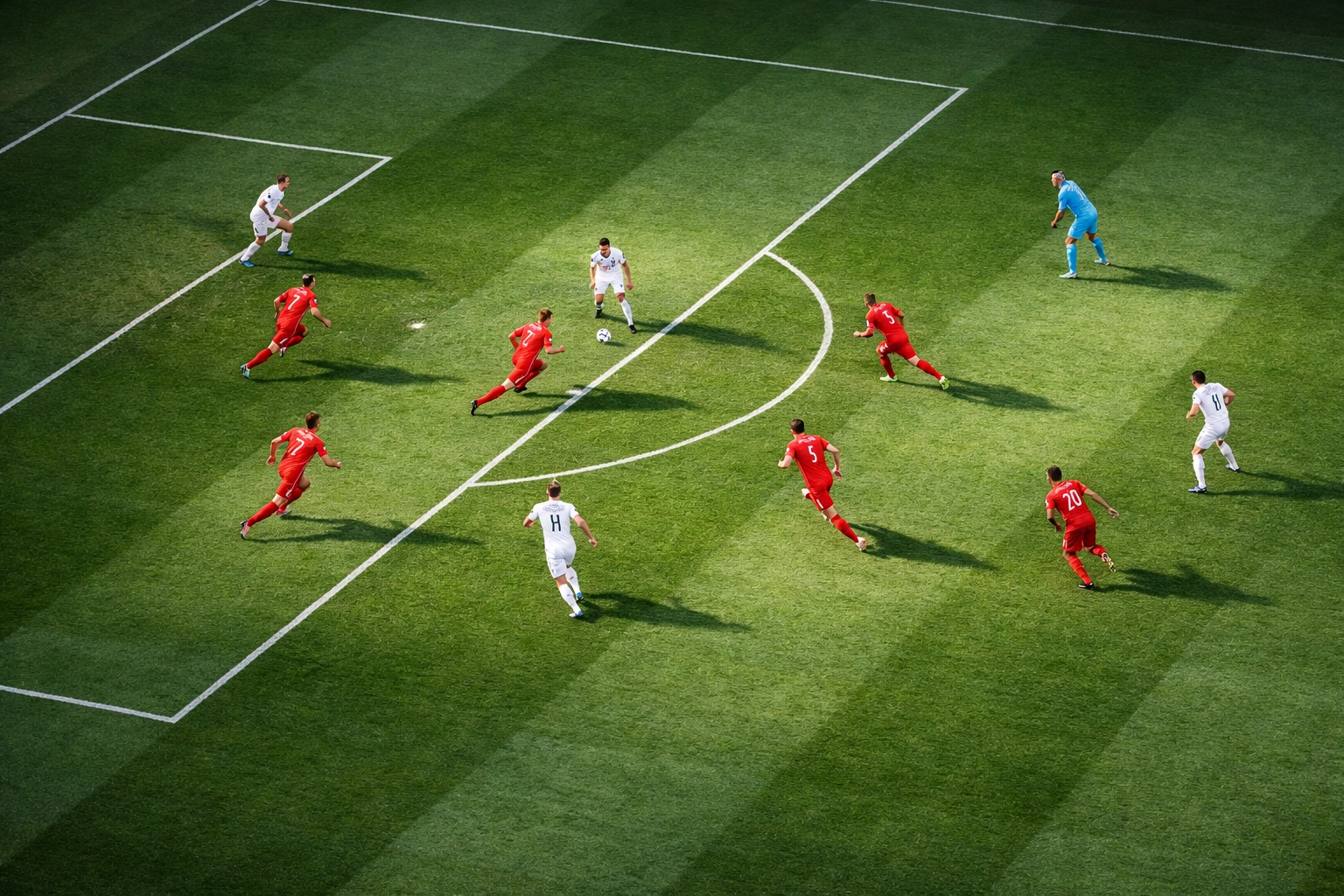 Bayern München Pressing-Formation unter Kompany aus der Vogelperspektive im Bundesliga-Spiel