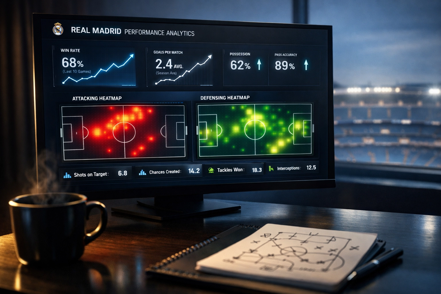 Real Madrid Champions League Statistik-Dashboard mit Performance-Metriken und Formkurven-Analyse