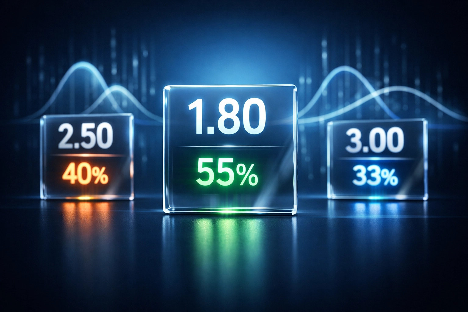 Umrechnung von Sportwetten-Quoten in Wahrscheinlichkeiten mit Dezimalquoten 2.50, 1.80 und 3.00