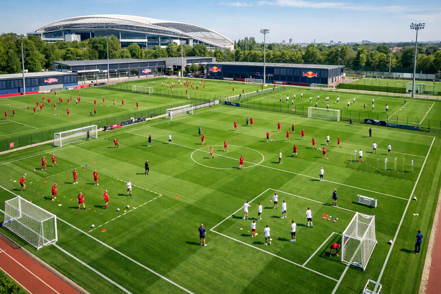 RB Leipzig Trainingsgelände zeigt systematische Spielerentwicklung und Kaderrotation