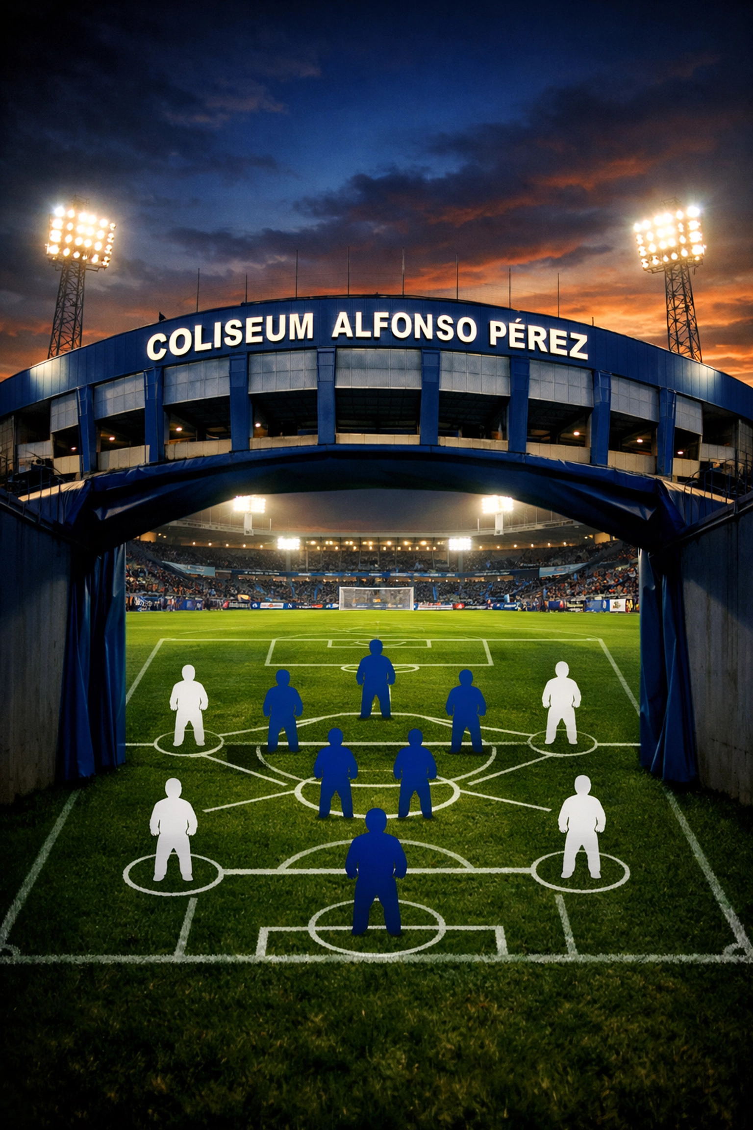 Coliseum Alfonso Pérez Stadion mit taktischer Formation für Getafe gegen Sevilla La Liga Analyse