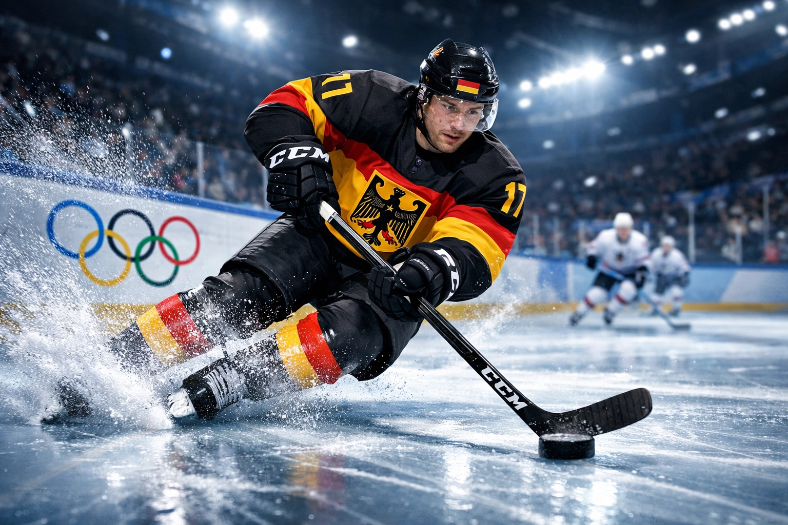 Olympisches Eishockey Deutschland gegen Frankreich Winterspiele Aktion