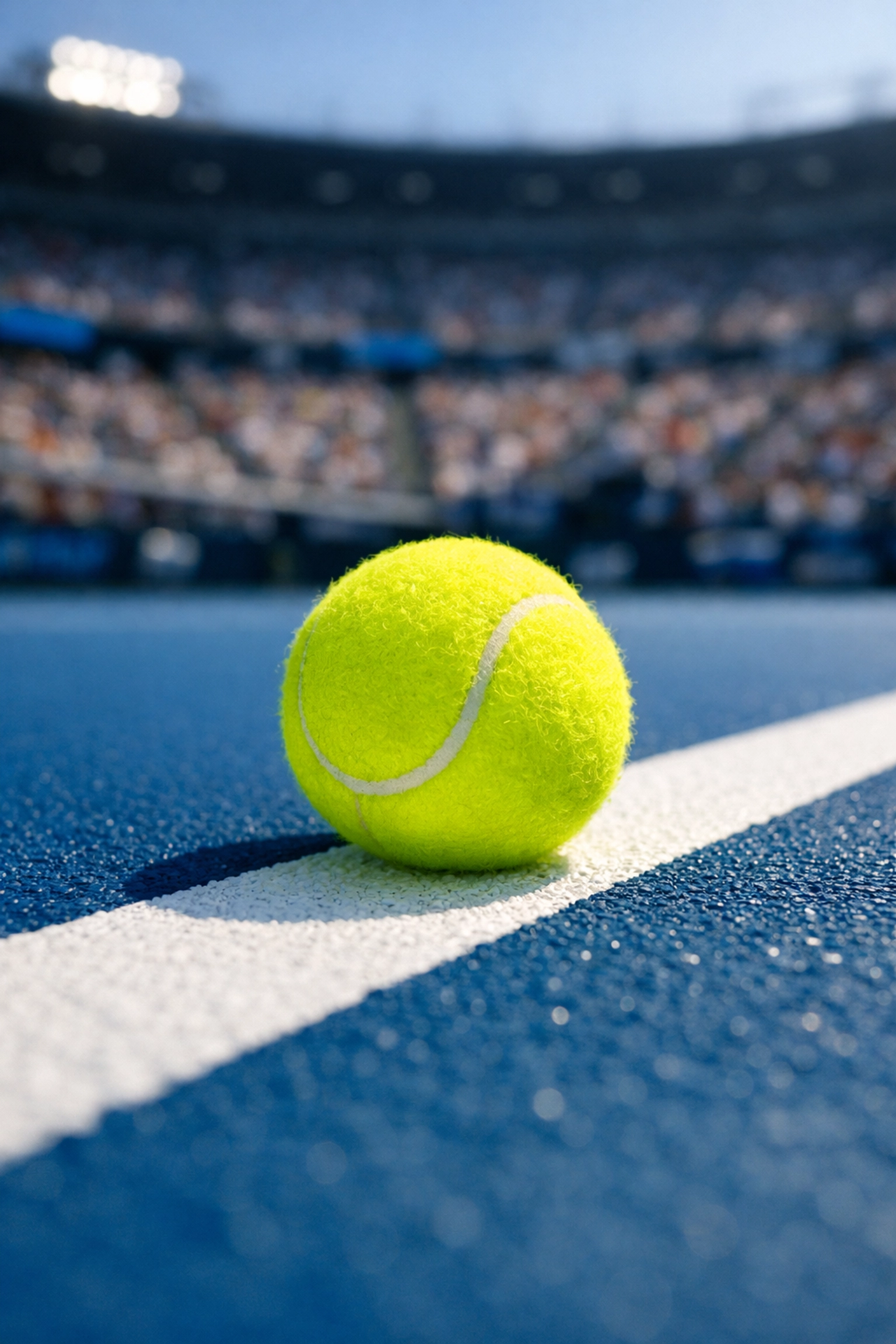 Ein Tennisball auf der Grundlinie symbolisiert Präzision für Tennis Value Betting Strategien.